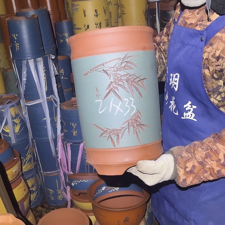 紫砂紫砂花盆和小