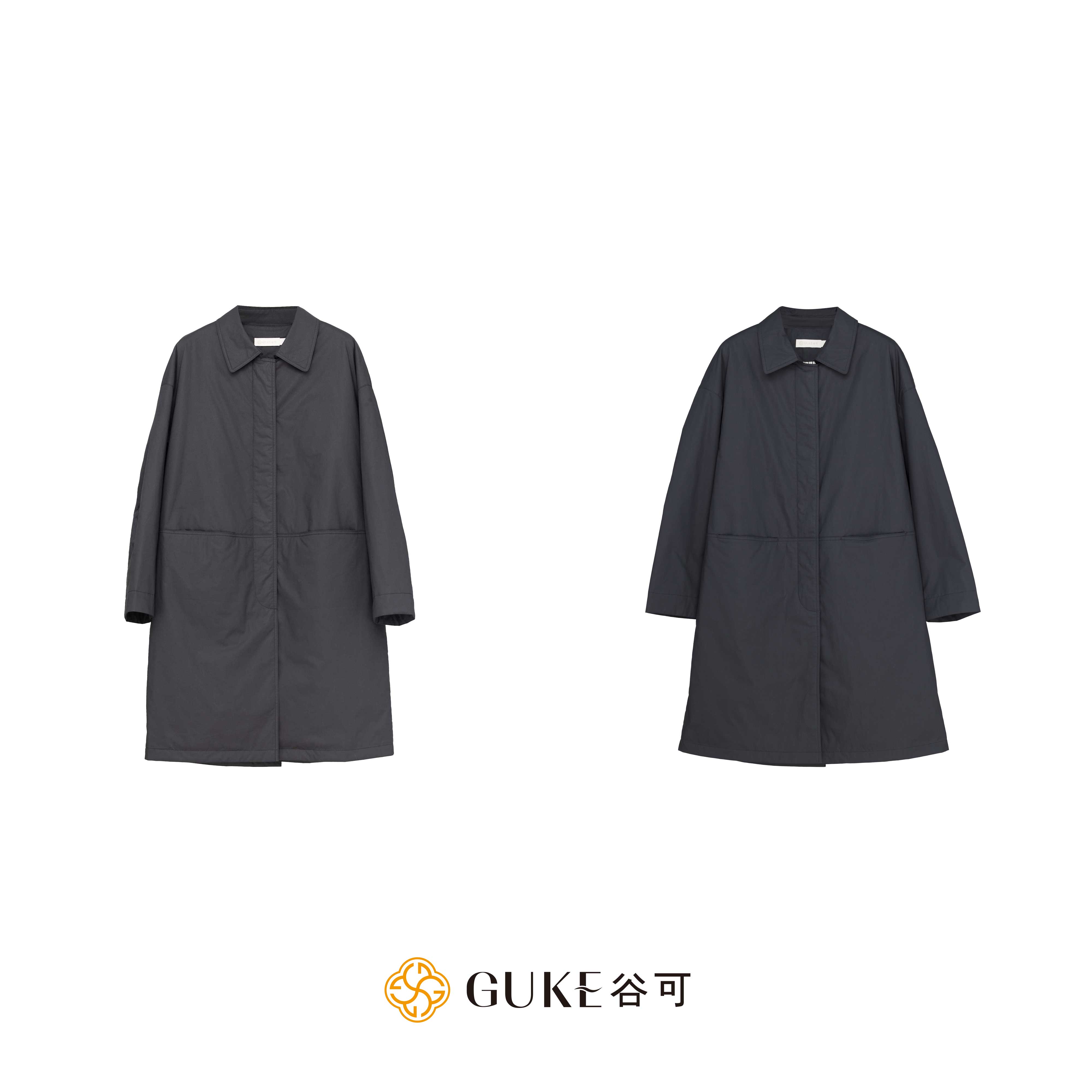 GKE/谷可M1168秋冬款休闲宽松翻领棉服简约用了感百搭中长款外套