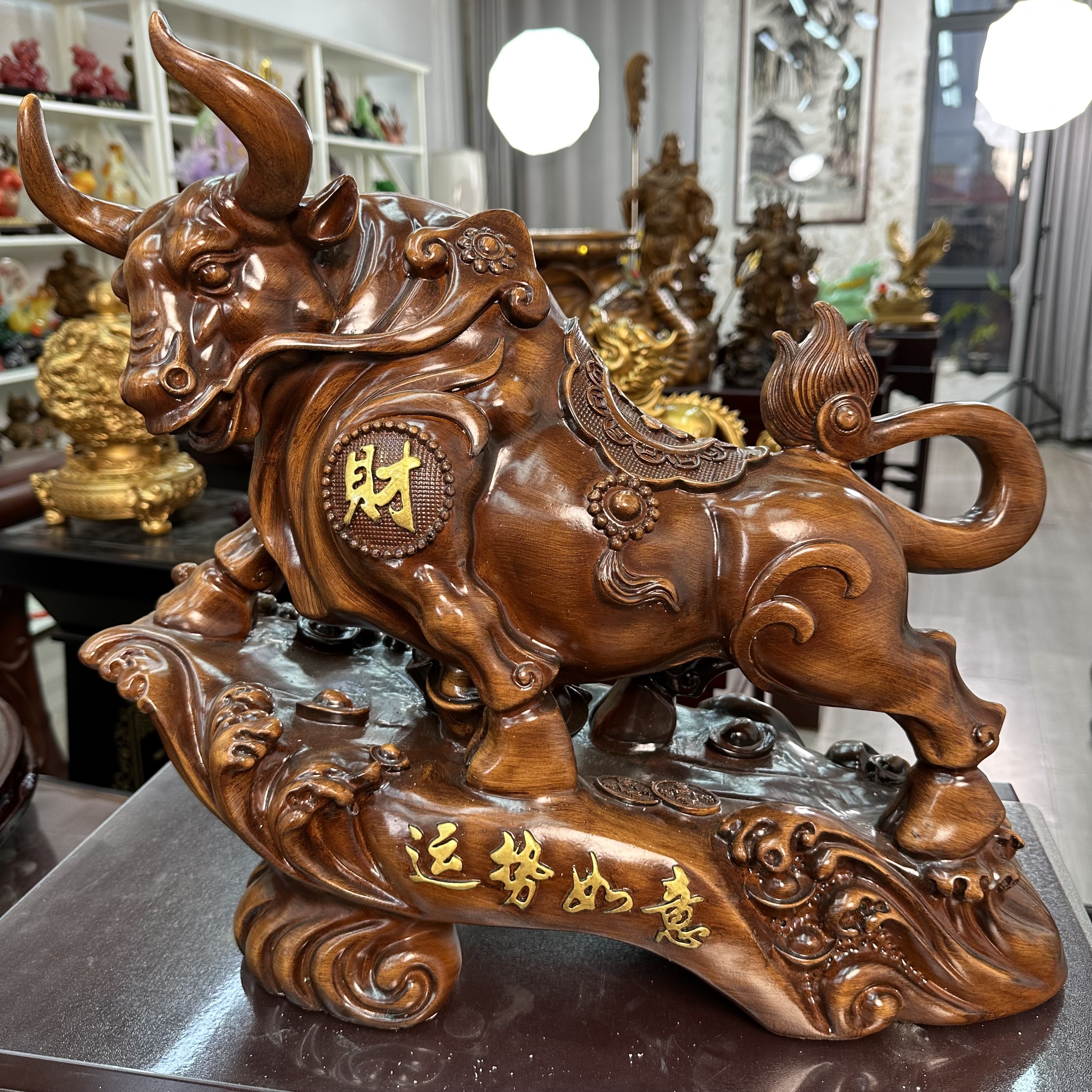 一厅【大运势如意牛】长52宽18高45cm（孤品摆件 介意微瑕勿拍）