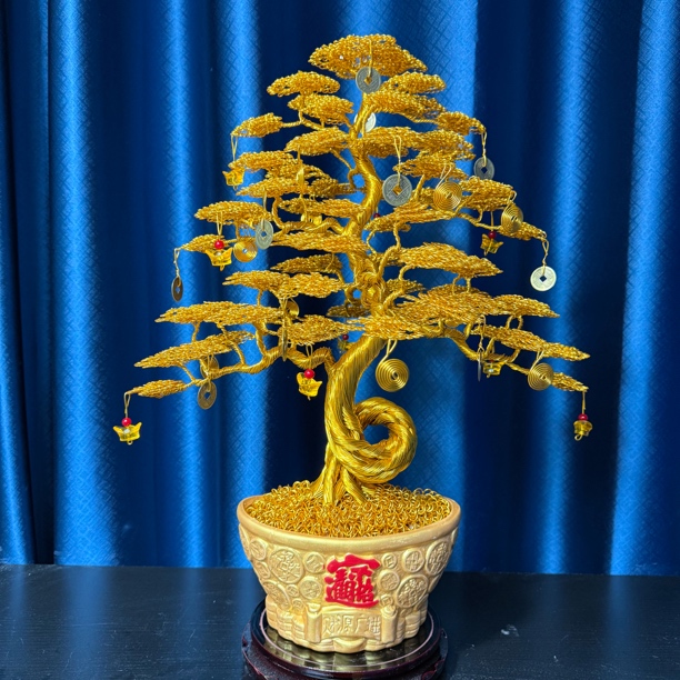 中国风摆件发财树高50宽40厘米手工创意玄关开业乔迁办公居家摆设
