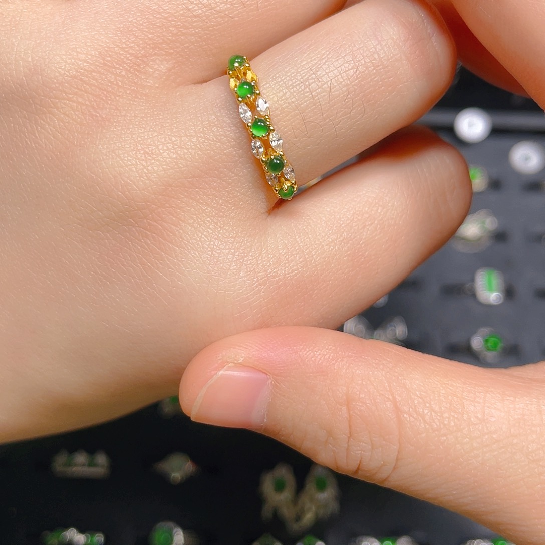 翡翠戒指银S925镶嵌戒指