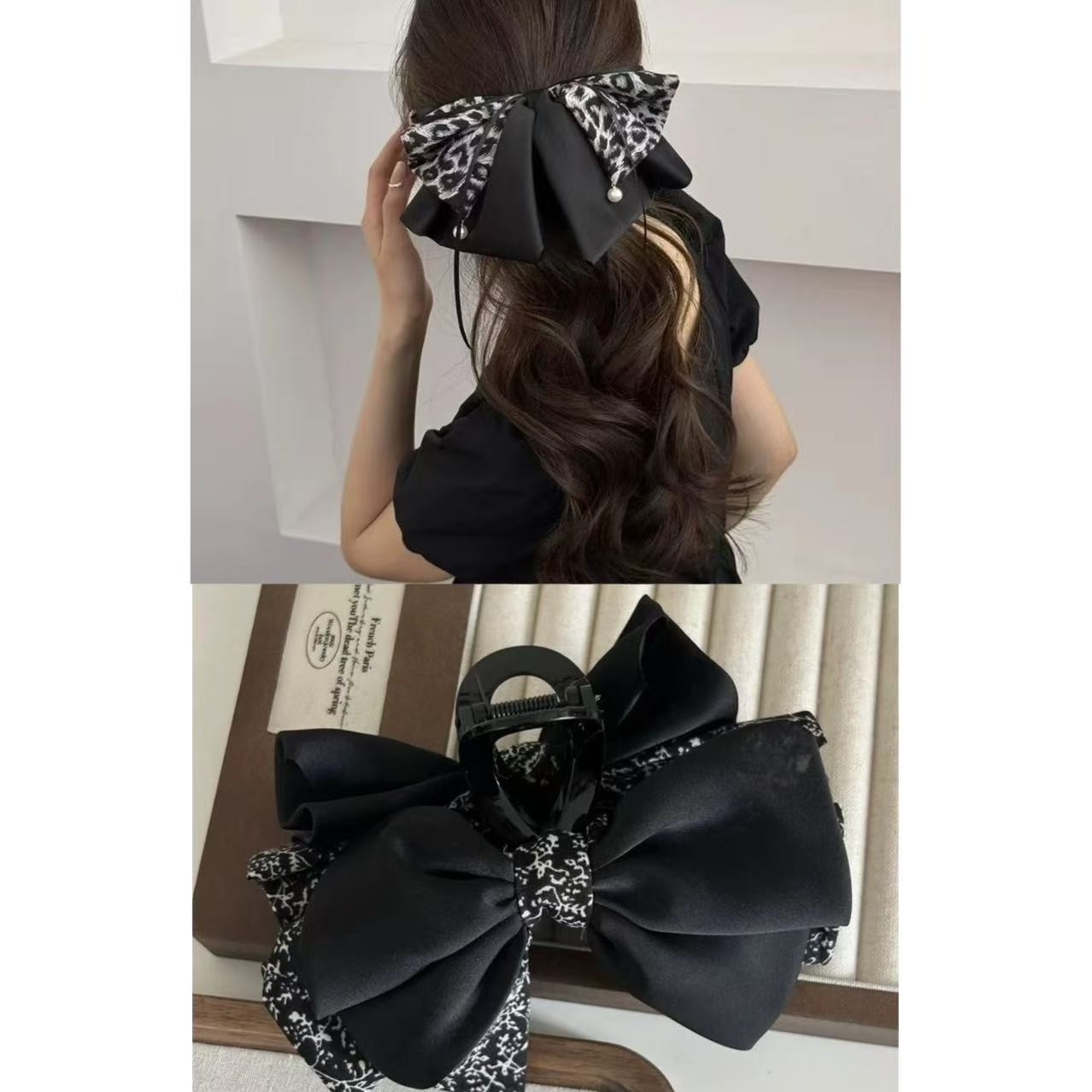 两个装新中式蝴蝶结抓夹马尾夹温柔气质半扎鲨鱼夹2342+3739