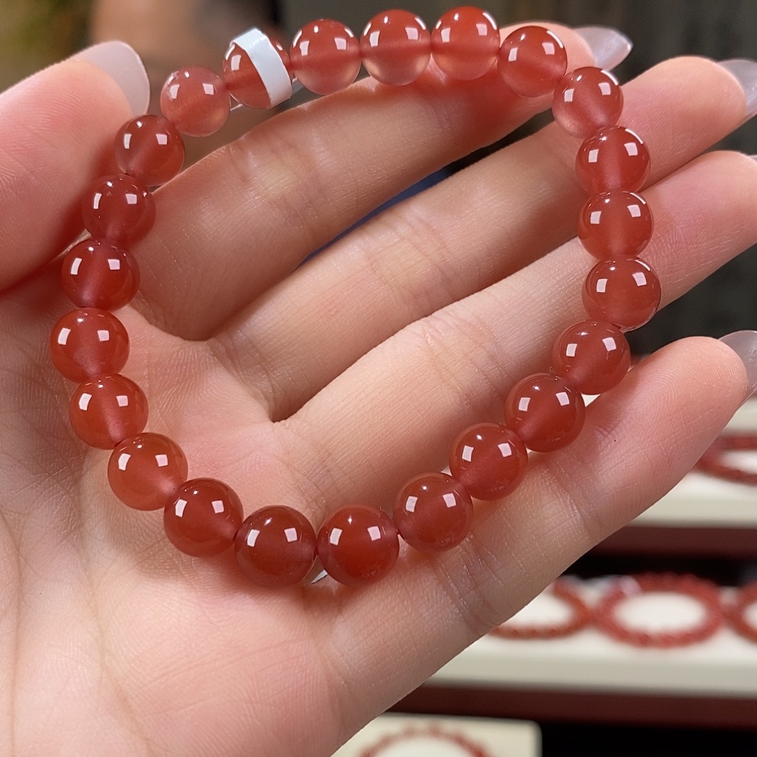 南红玛瑙未镶嵌手串原矿8mm 冰红保山高品