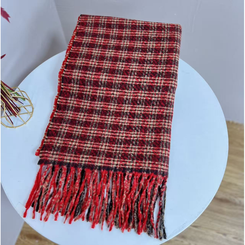 【红色撞色围巾】高端圈圈纱撞色围巾