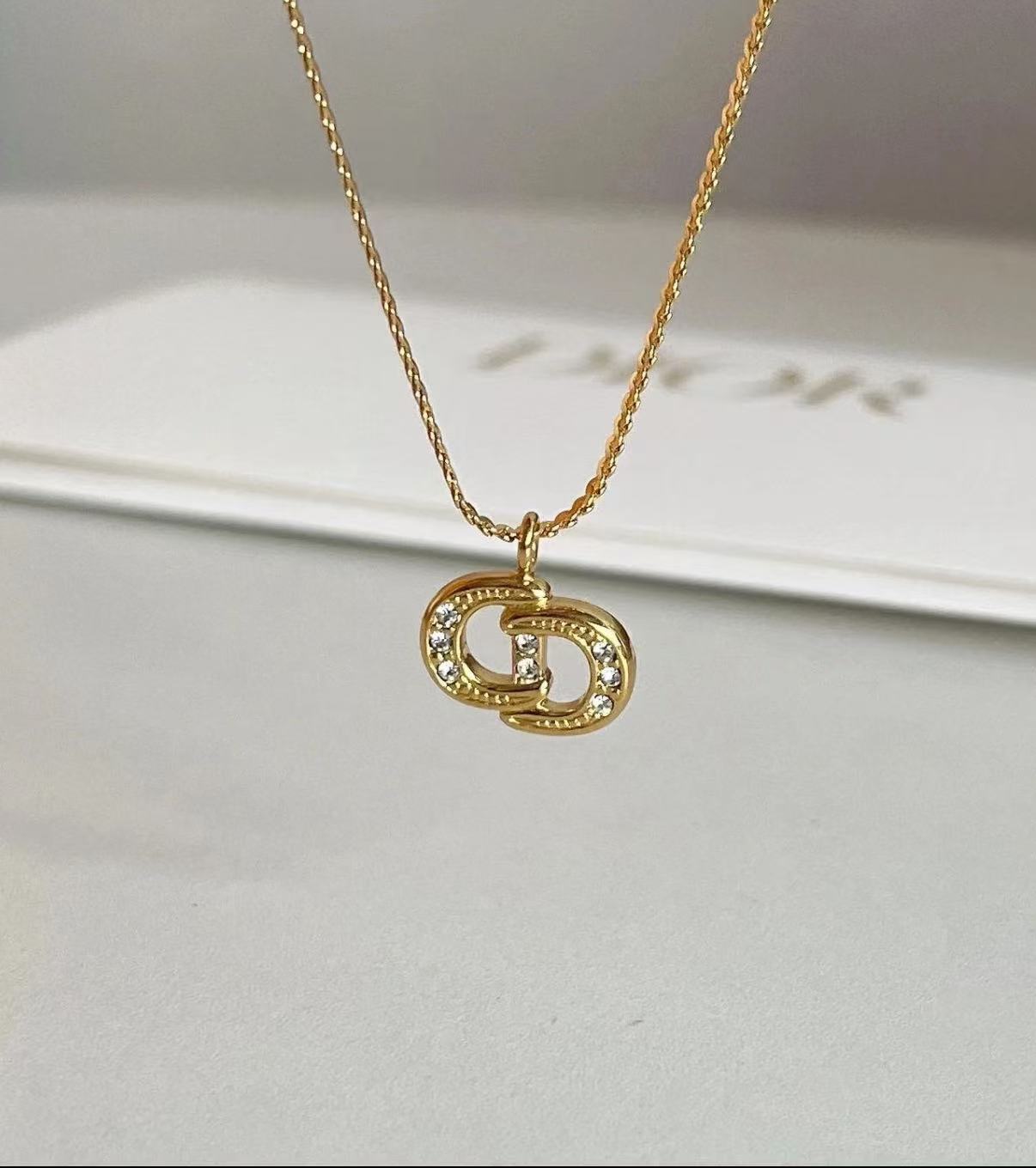 95新 DIOR/迪奥 GGS迪奥字母镶钻项链/74984069