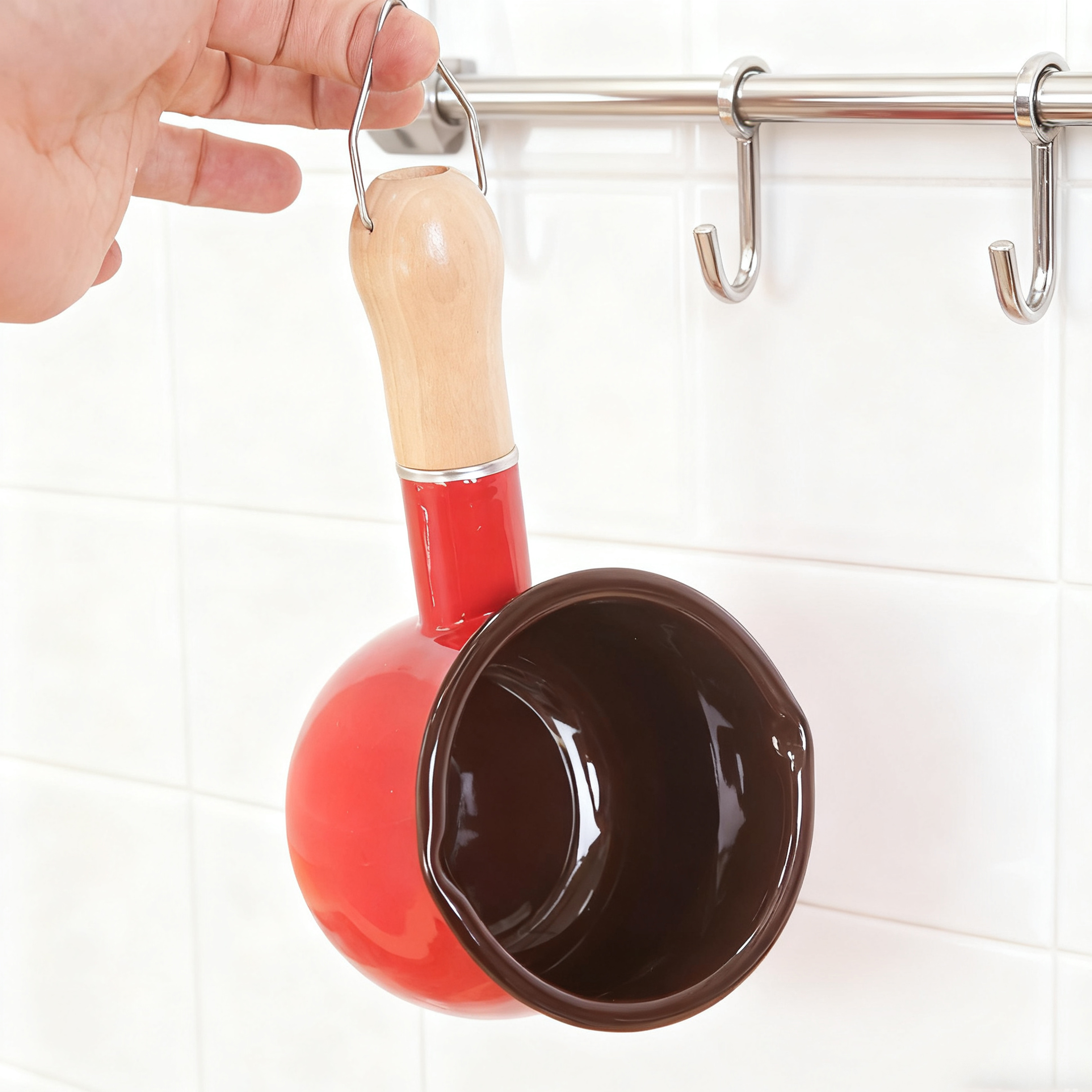 10cm 550ml韩式漏嘴单柄迷你奶锅宝宝辅食锅黄油锅咖啡奶杯泼油锅