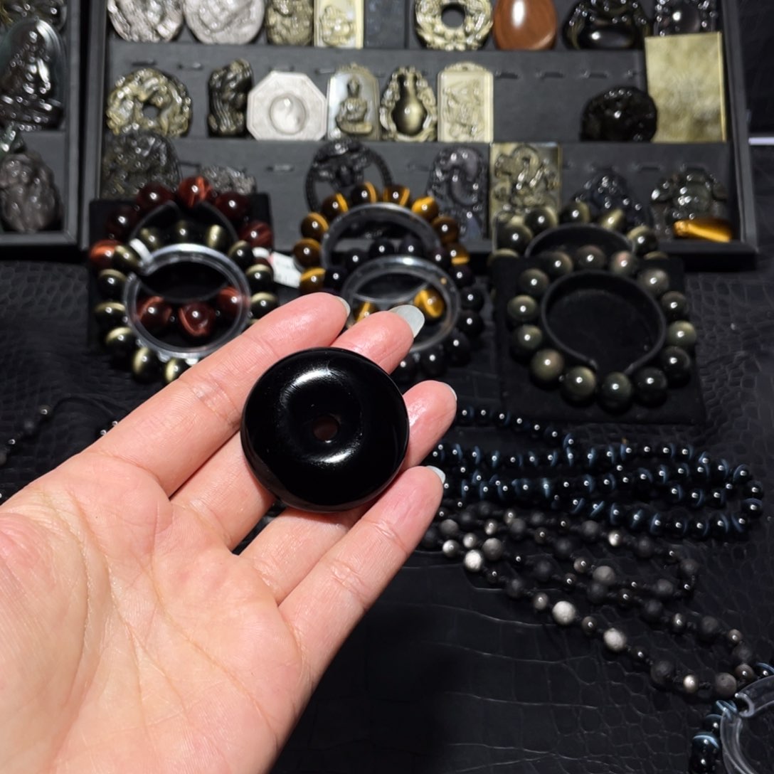 黑曜岩珠宝奇石未镶嵌青**瓦