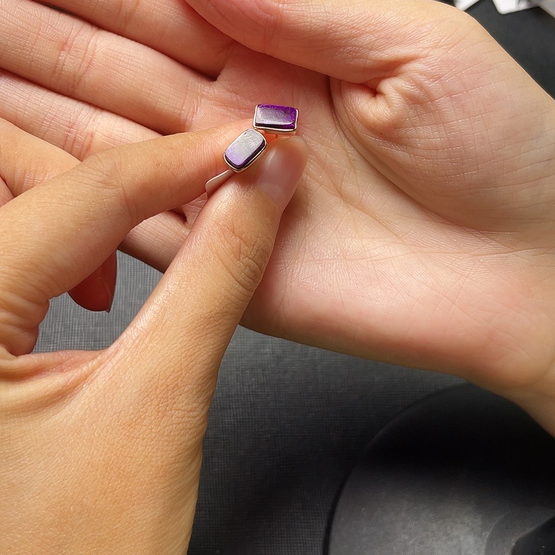 银S925镶嵌苏纪石（舒俱来）耳环