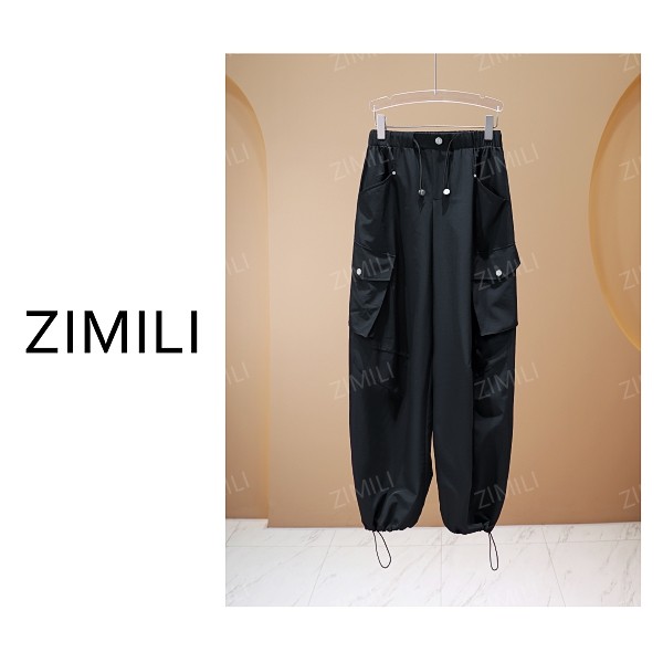 【亮哥女装】欧版星耀黑口袋阔腿工装裤9589-H0