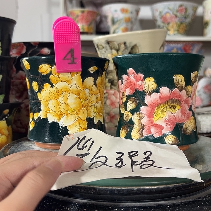 景德镇幸运花盆手绘韩式花盆