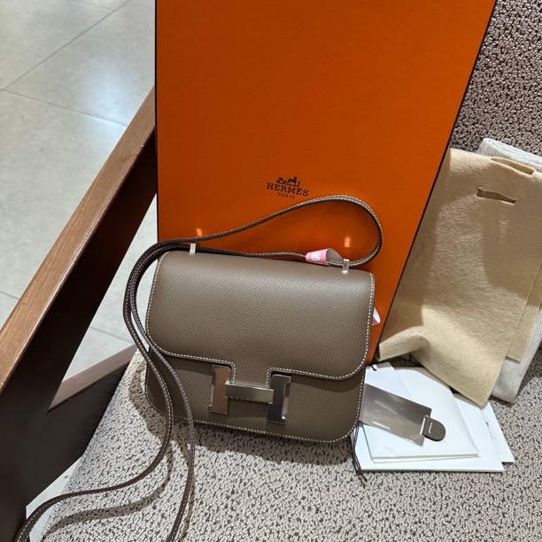 99新 Hermes/爱马仕 康康大象灰小号K刻 US582712