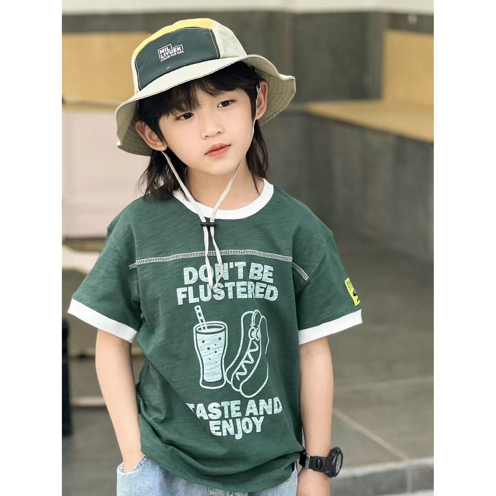 *7151【热狗奶茶】时尚百搭休闲儿童夏季短袖