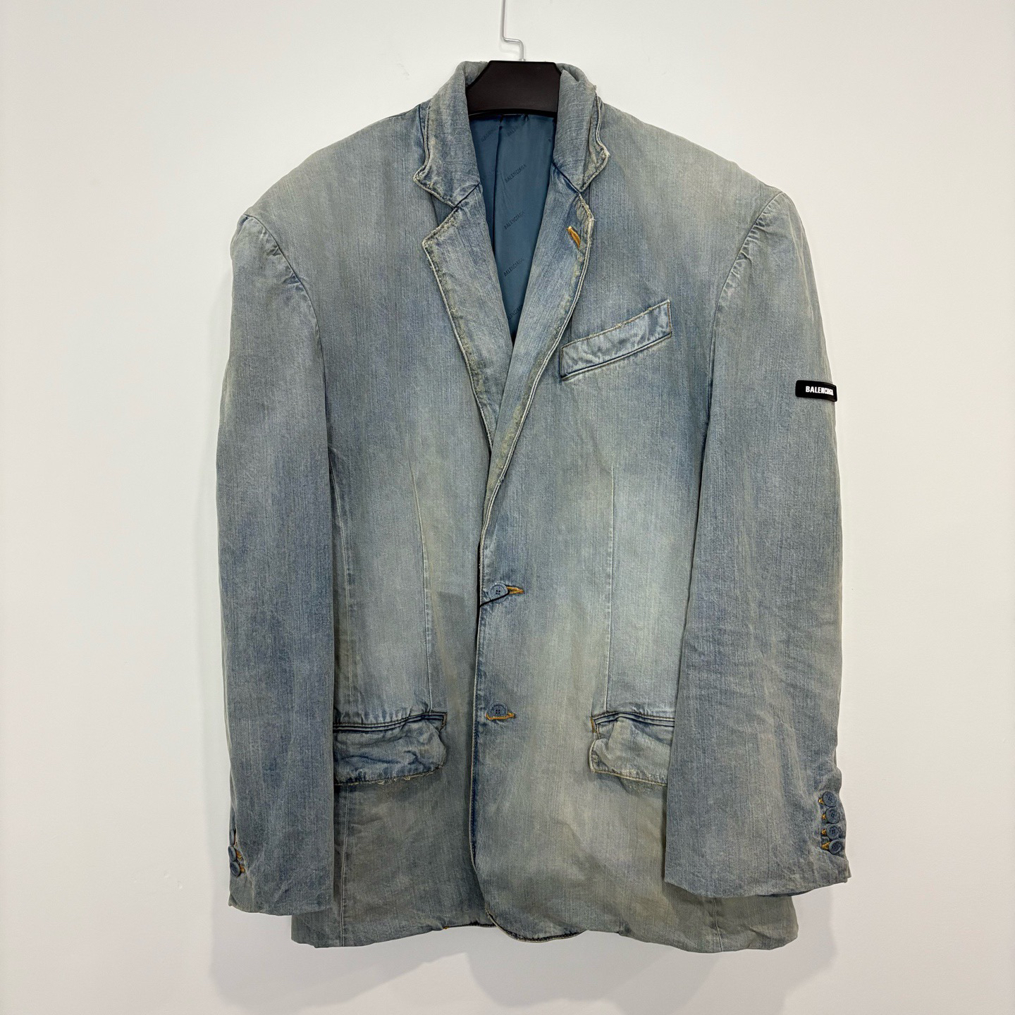 未使用 Balenciaga/巴黎世家 （vd）袖标泥染做旧西装外套0327
