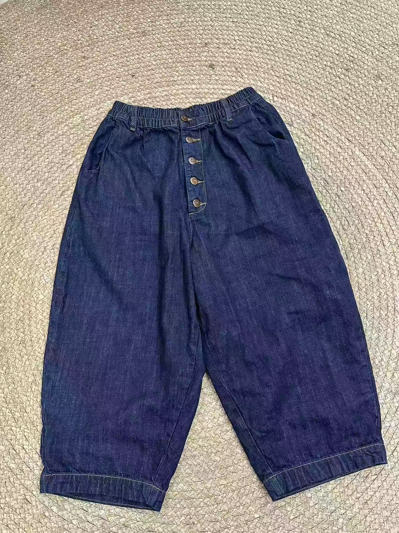 9252小个子正品花社牛仔老爹八分裤裤长80