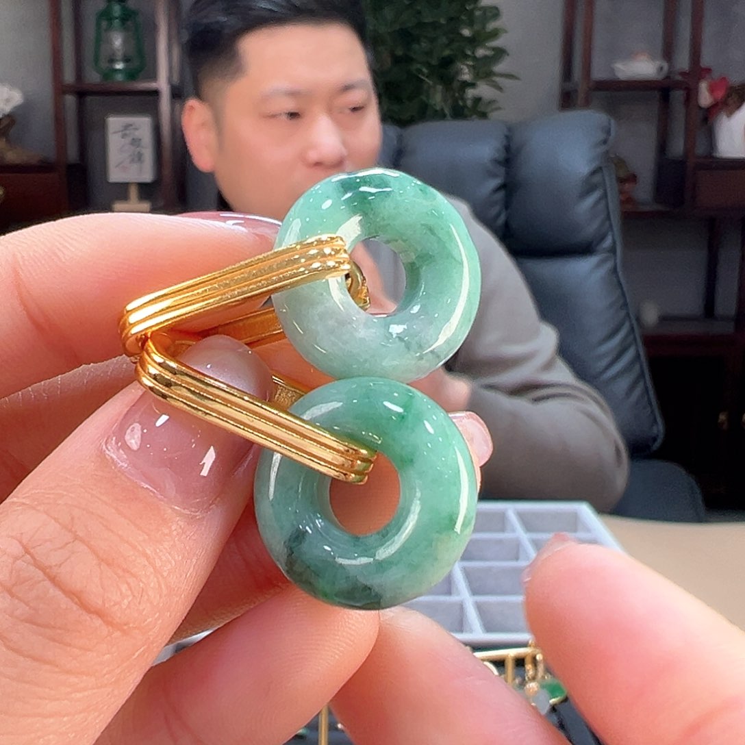 翡翠耳饰银S925镶嵌耳环18