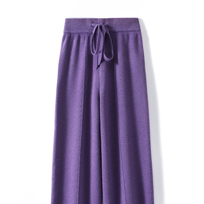 爆款100%纯毛～休闲四平针中缝线直筒针织阔腿裤2380