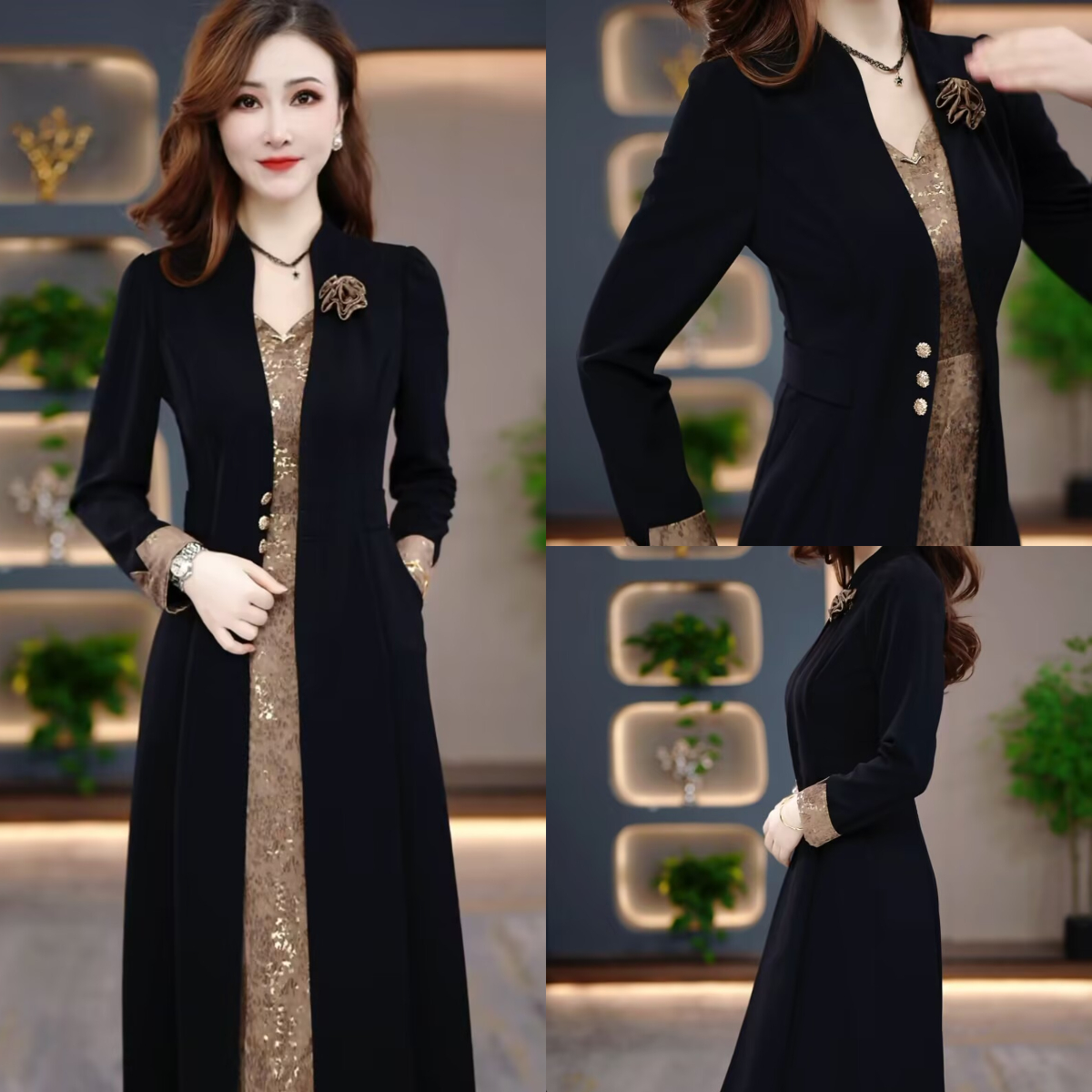 秋季时尚连衣裙2025新款气质显瘦时尚百搭收腰连衣裙MY25Y2376款