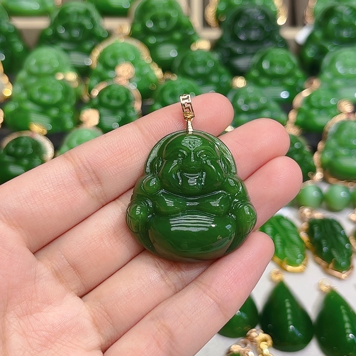 和田玉（碧玉）颈饰18K金镶嵌?*一