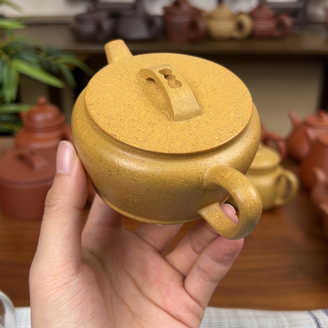 心****茶壶紫砂紫砂壶一片瓦黄金段150cc全手