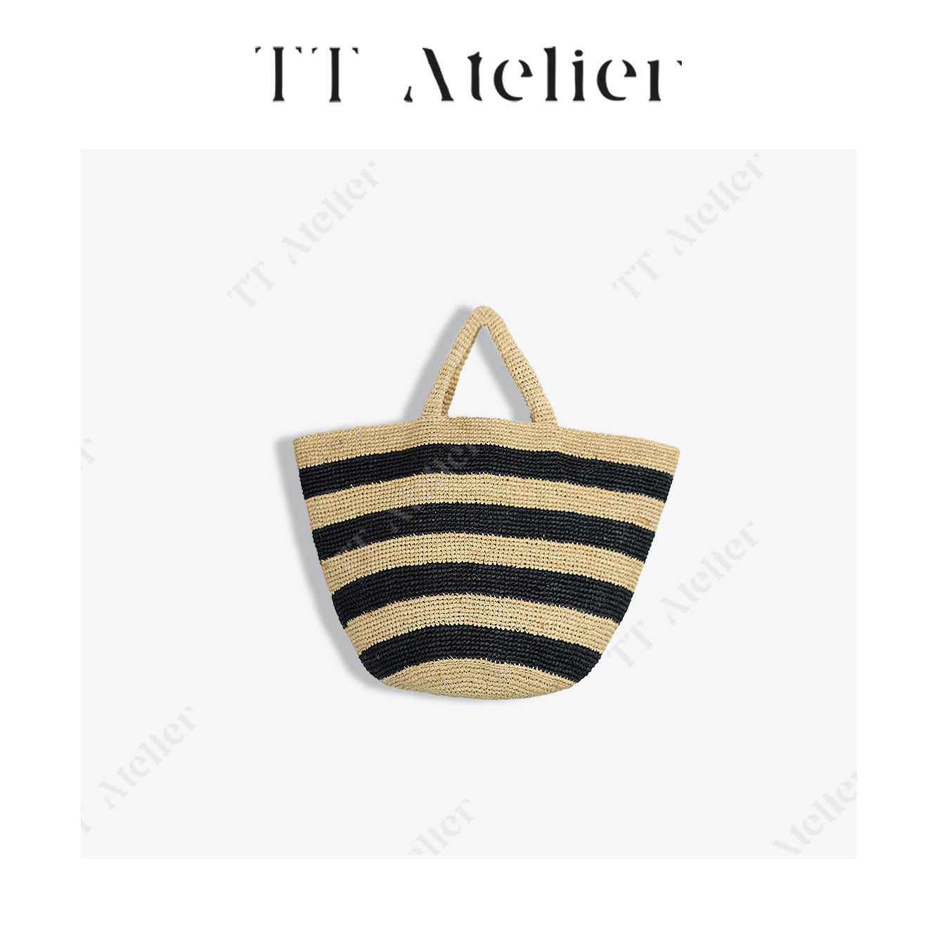 TT设计师【宁境】夏季度假拉菲草复古条纹编织袋手提包TT259920