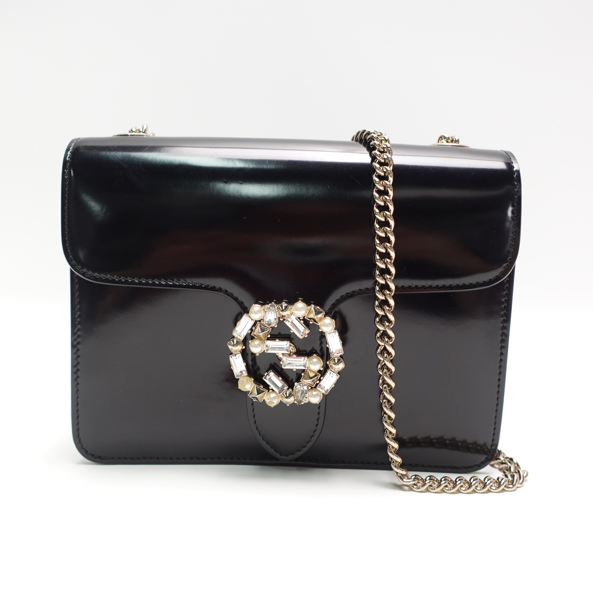 90新 GUCCI/古驰 Interlocking黑色单肩包/T10427766