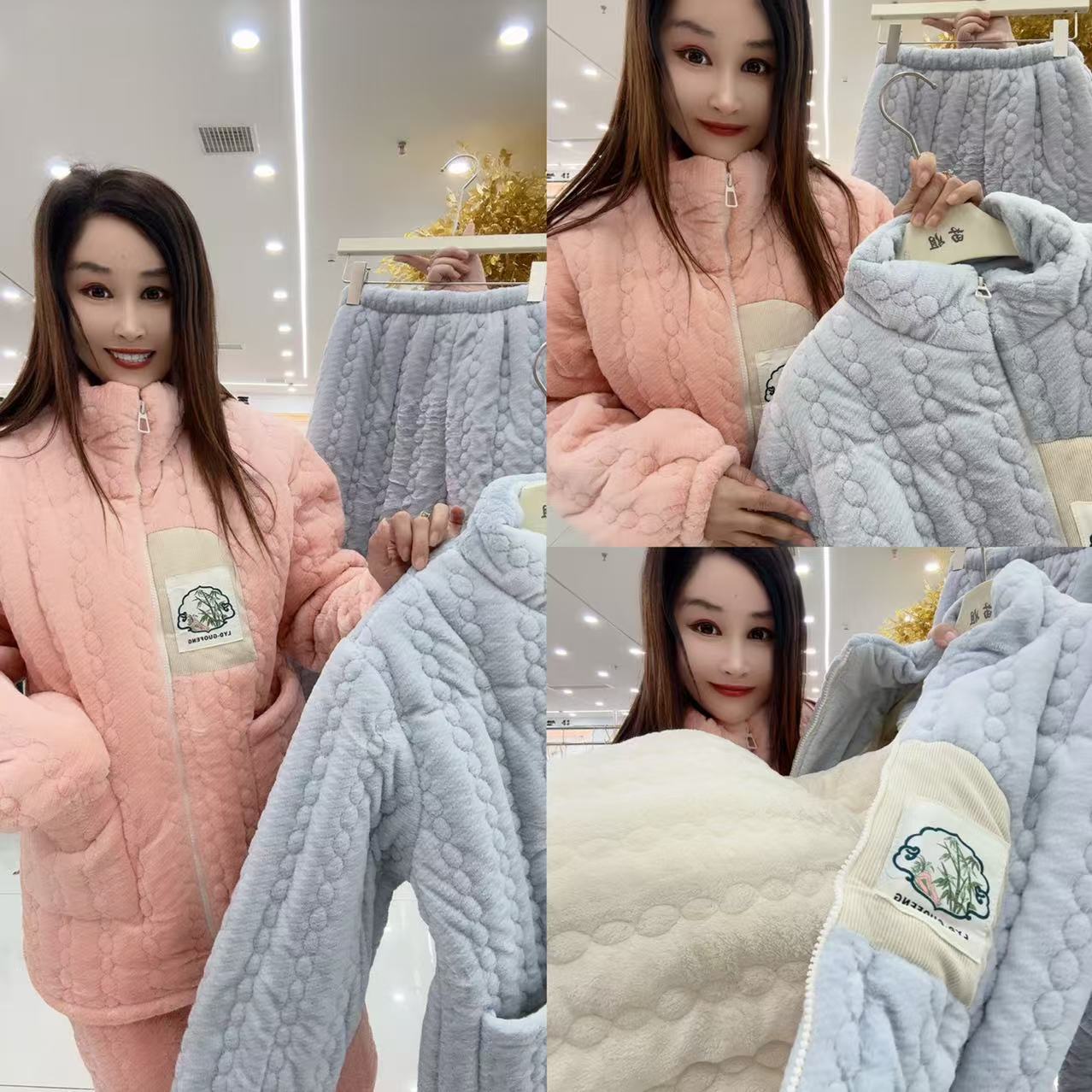 36冬季新款暖和厚实睡衣家居服套装c10