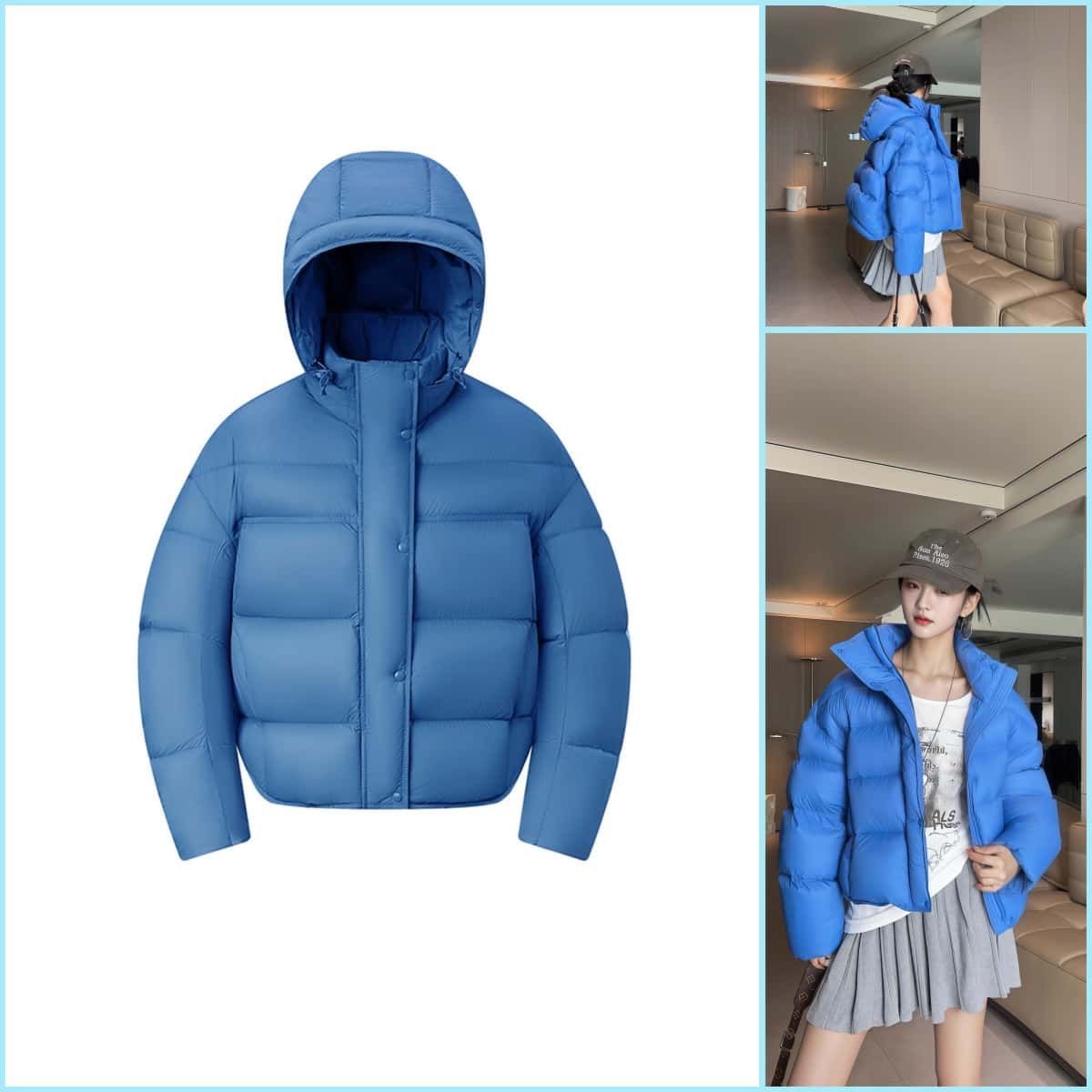 【现货+运费险】2026波波同款新国标鸭绒显瘦短款连帽羽绒服d