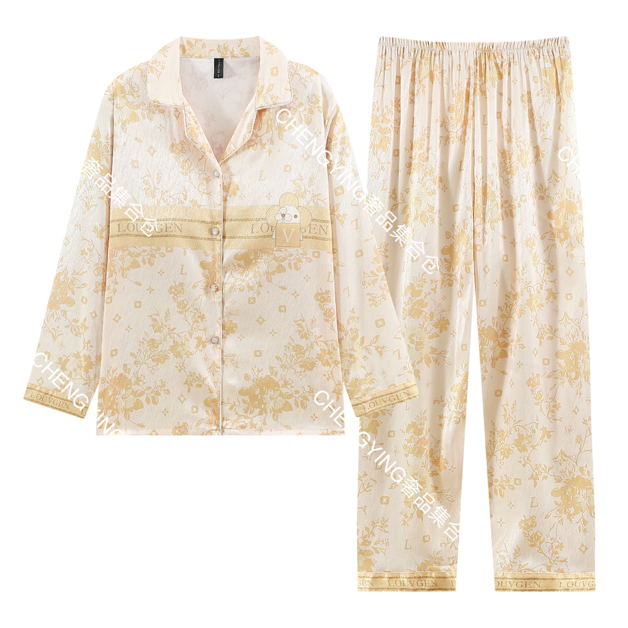 白金加厚绒睡衣女士秋冬季加绒保暖珊瑚绒家居服