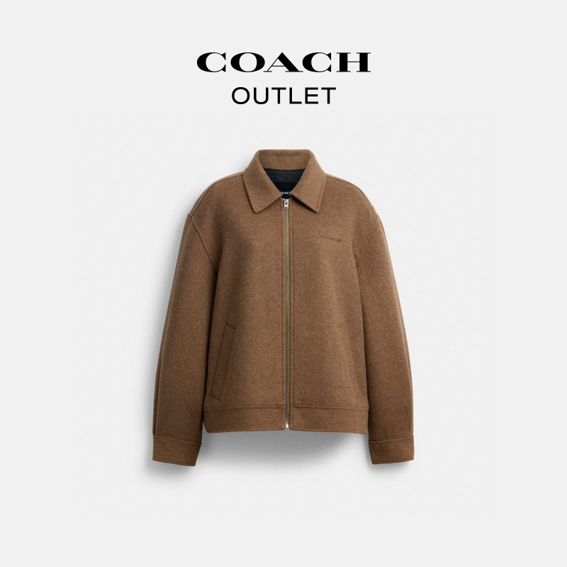【新品】COACH/蔻驰奥莱 正面拉链羊毛夹克
