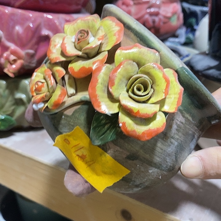 陶盆有孔 瑕疵针孔漏釉介意勿拍外口 11外高11