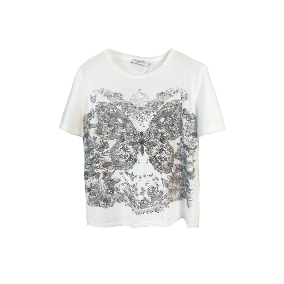 全新未使用 DIOR/迪奥  蝴蝶印花白色T恤 S 13013470