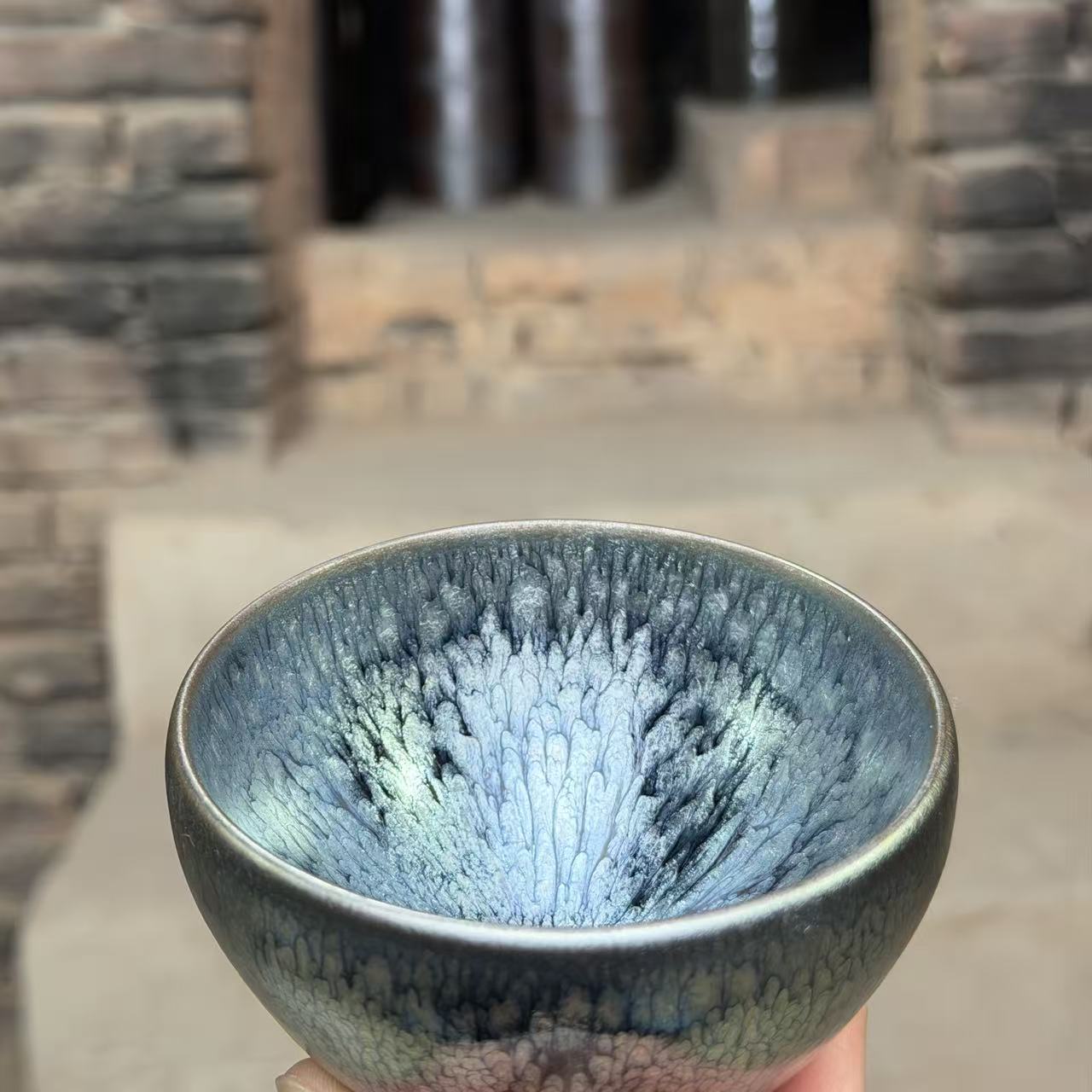 建窑建盏 百花 茶器主人杯礼盒装带溯源证书   电烧 