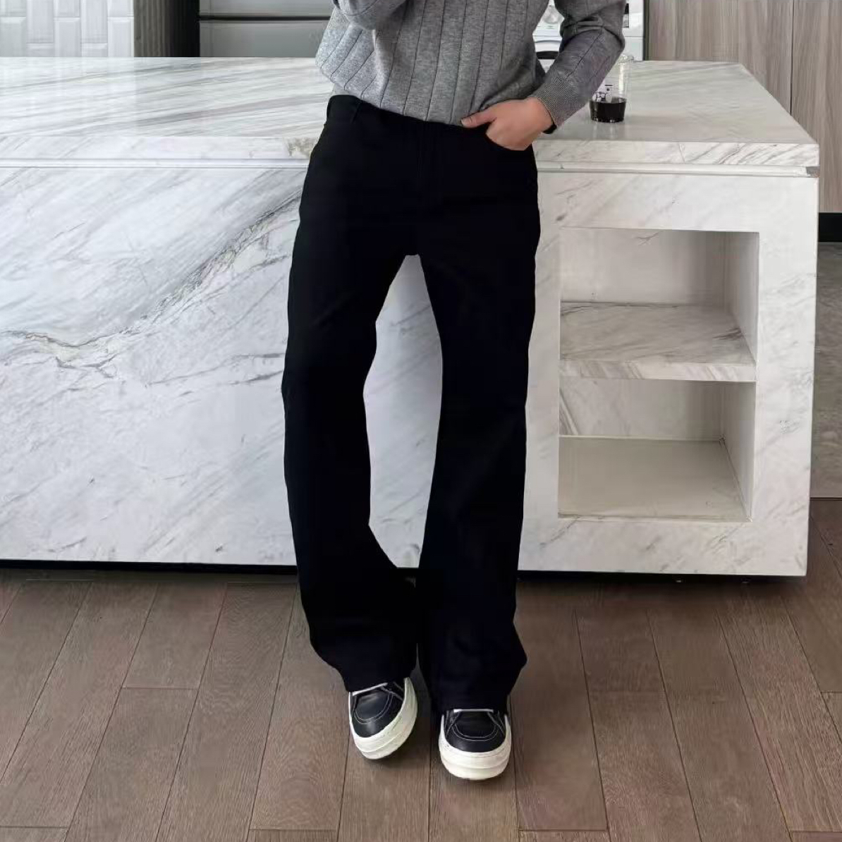 男款微喇弯刀牛仔裤显瘦微喇时尚黑色百搭
