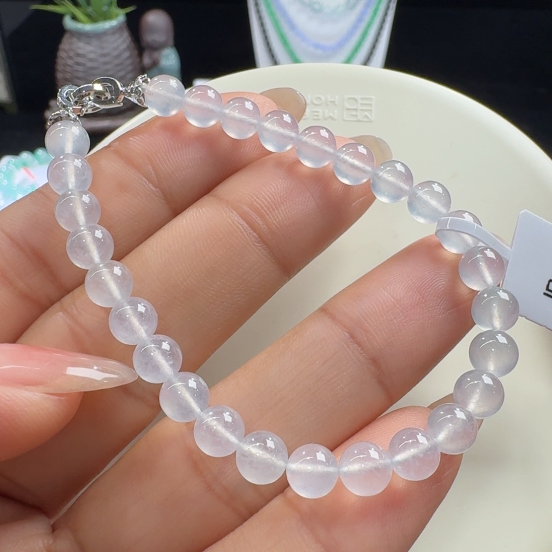 未镶嵌手串翡翠冰玻白钢卡6白钢亮！