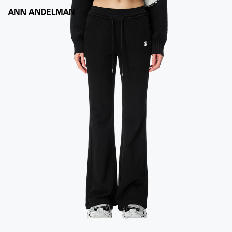 ANN ANDELMAN 25秋冬 时尚百搭纯色抽绳微喇休闲卫裤