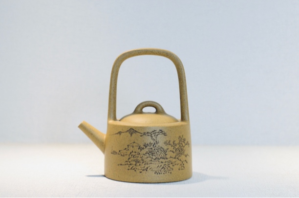 曼生提梁 全手工 顾建明制 顾顶刻 段泥135cc 宜兴紫砂