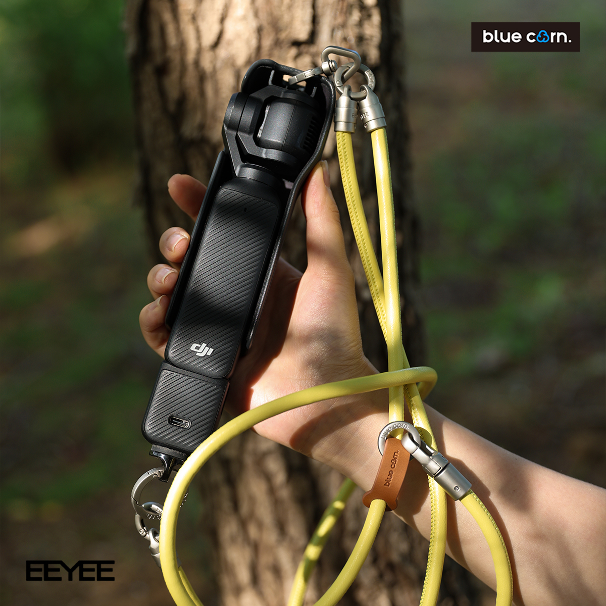 Bluecorn皮绳钛五金系列适用DJI大疆pocket3便捷斜跨运动相机挂绳