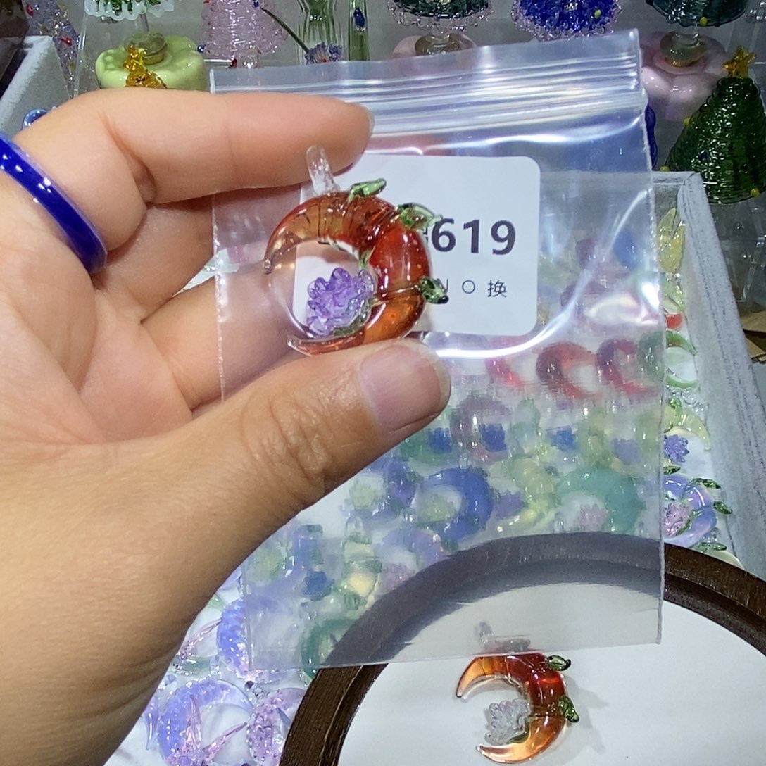 幼****玻璃颈饰619玫瑰花月亮