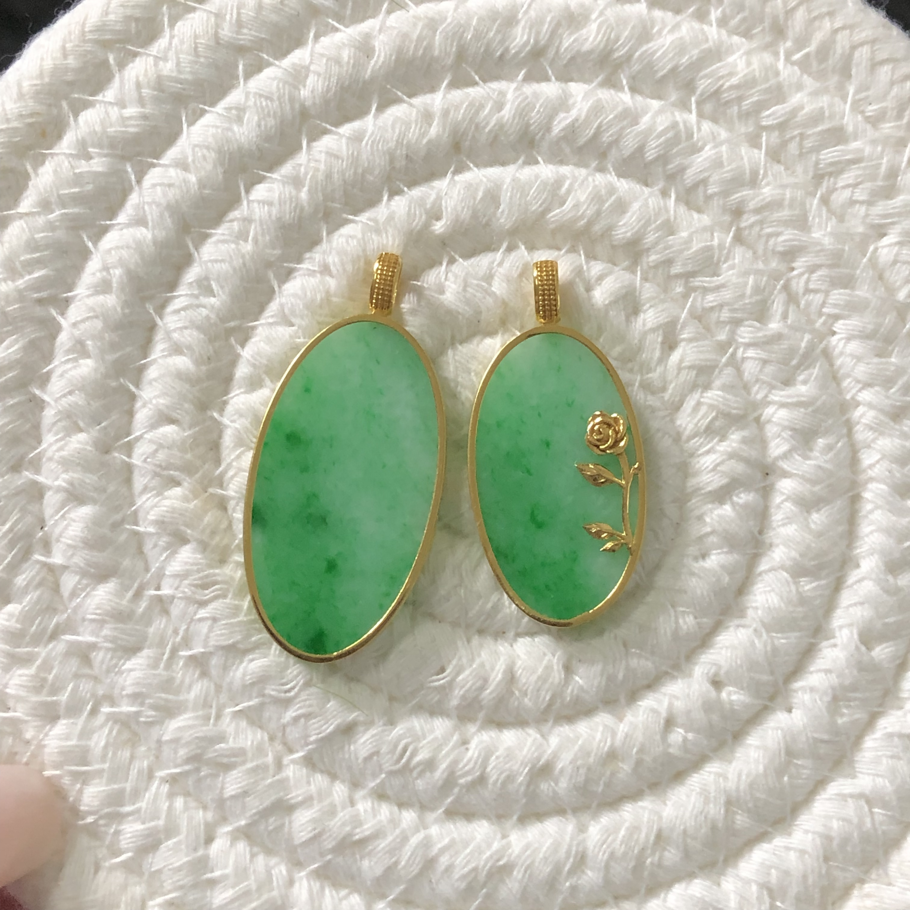 【瑜丰珠宝】天然缅甸A货翡翠18k金镶嵌无事牌 多样性发其一