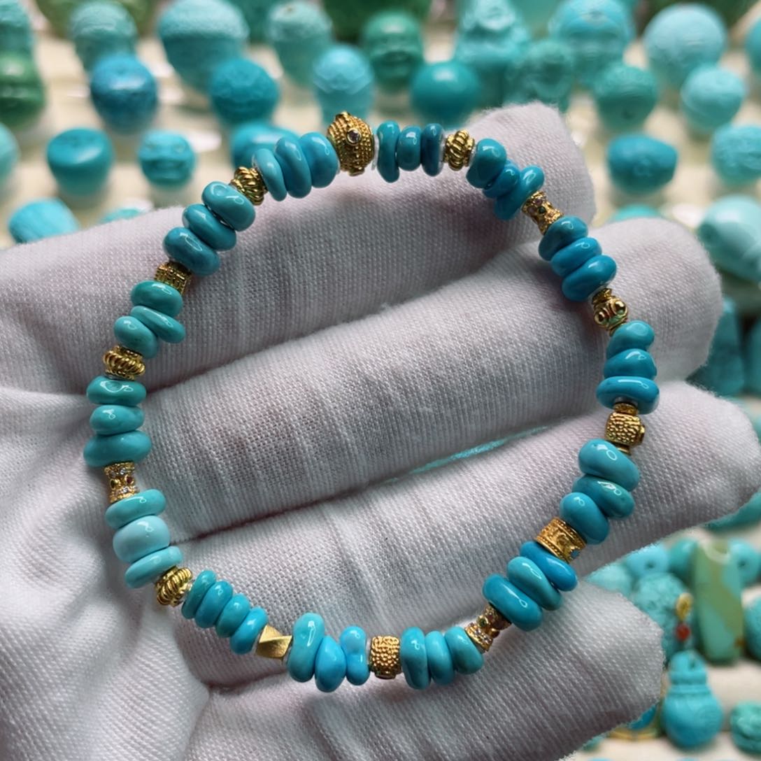 绿松石珠宝奇石银S925镀金镶嵌