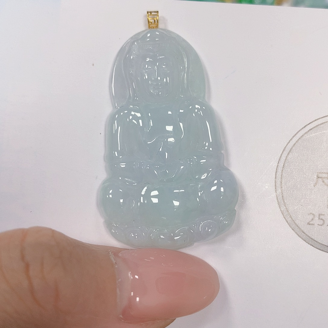 翡翠18K金镶嵌颈饰天然翡翠a货 百元以上9米证书费自理