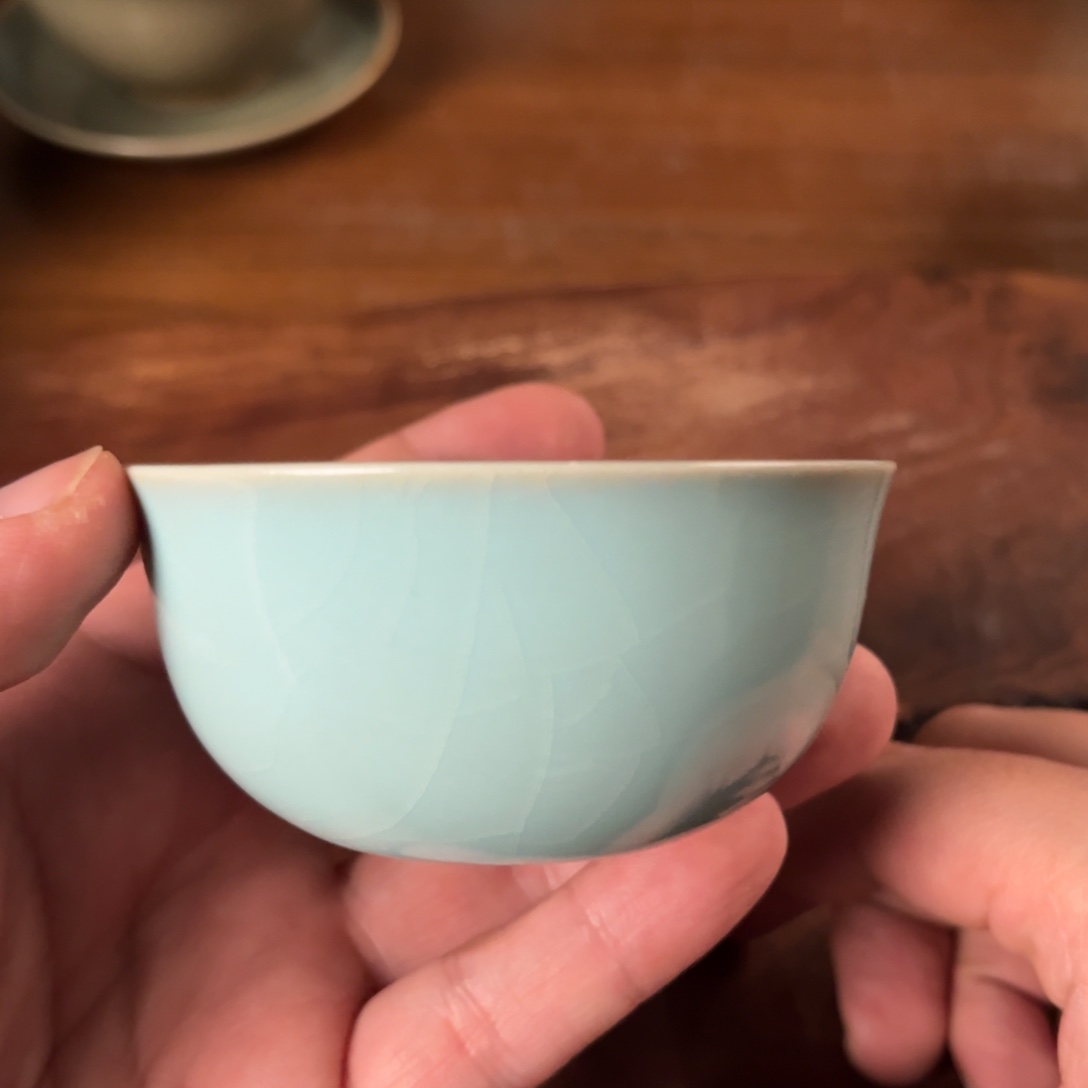 陶杯子原产地汝窑天青釉色鸡缸杯