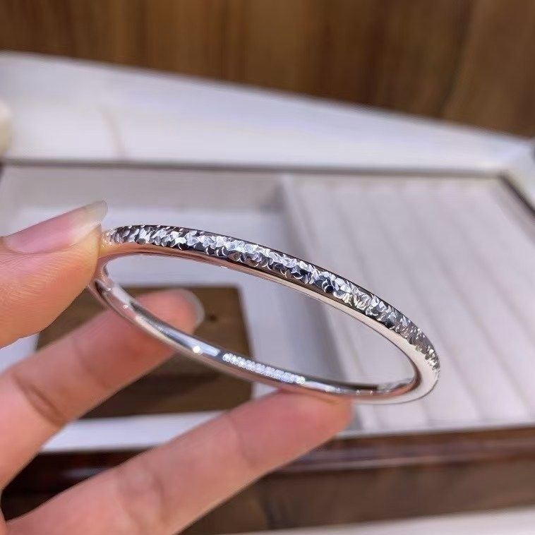  C72【约34g5N】 9999碎冰冰素圈实心闭口手镯A45B83