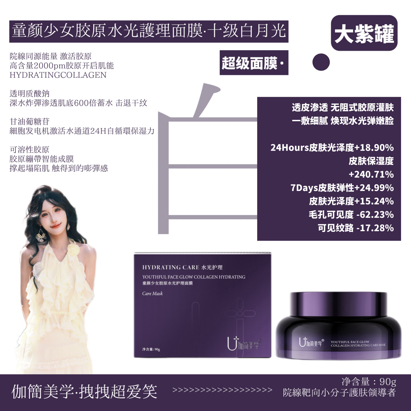 ：【国庆大促价】伽简美学 白月光大紫罐涂抹面膜 300单限时返场