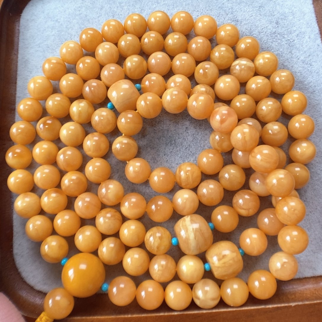 蜜蜡未镶嵌项链108