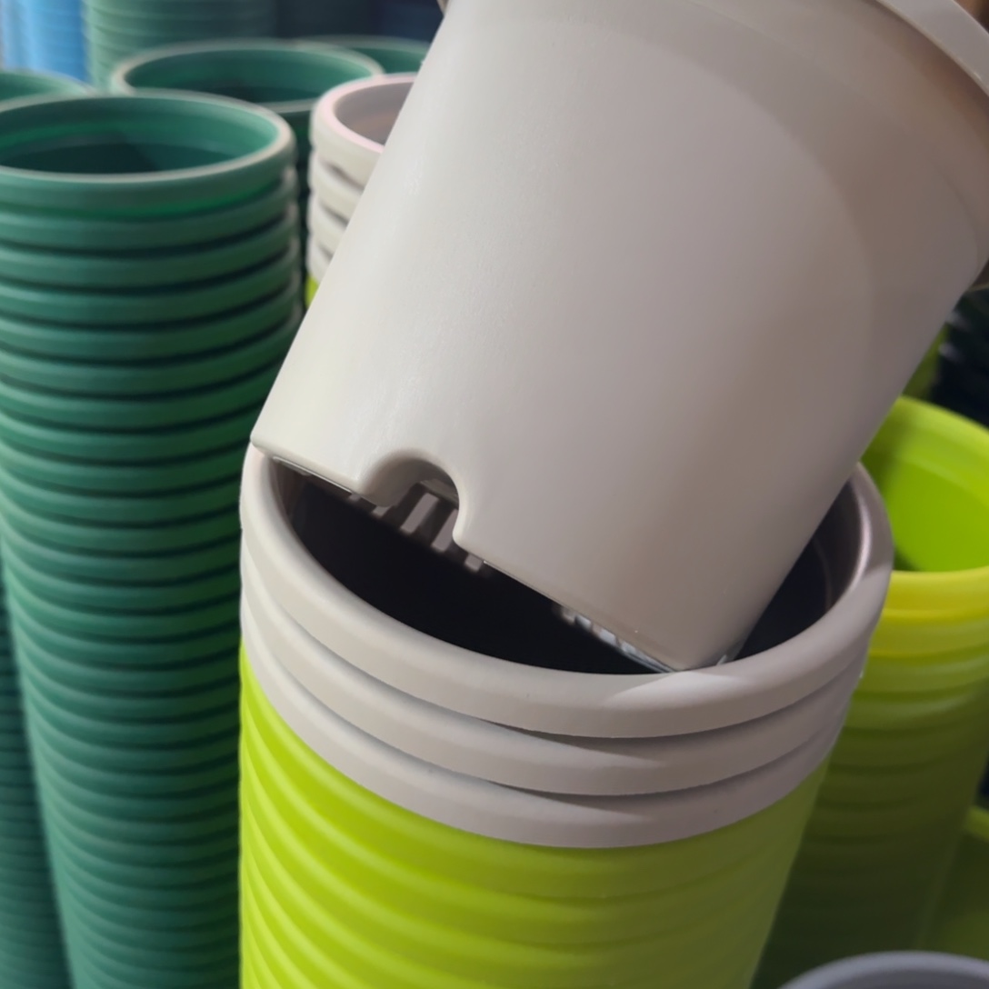 树脂四季盆2#带拖灰白微瑕13