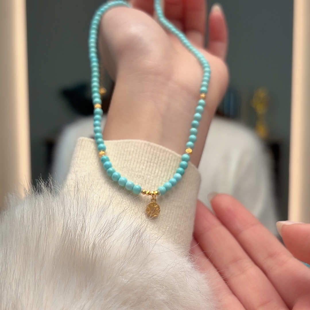 绿松石18K金镶嵌颈饰