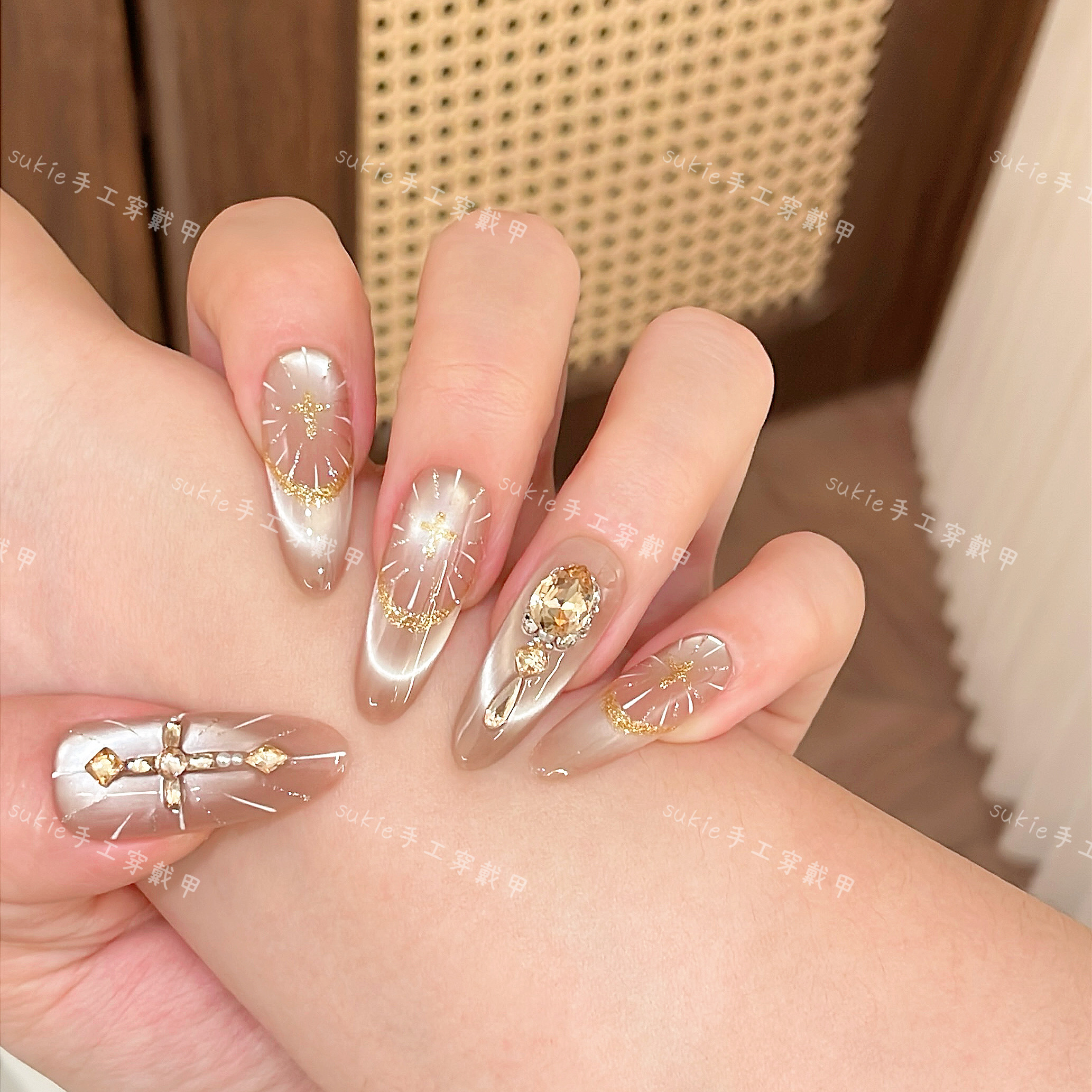 【神谕圣光】秋冬爆款神秘高级感水光猫眼美甲纯手工穿戴甲