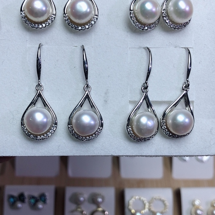 淡水珍珠耳饰银S925镶嵌