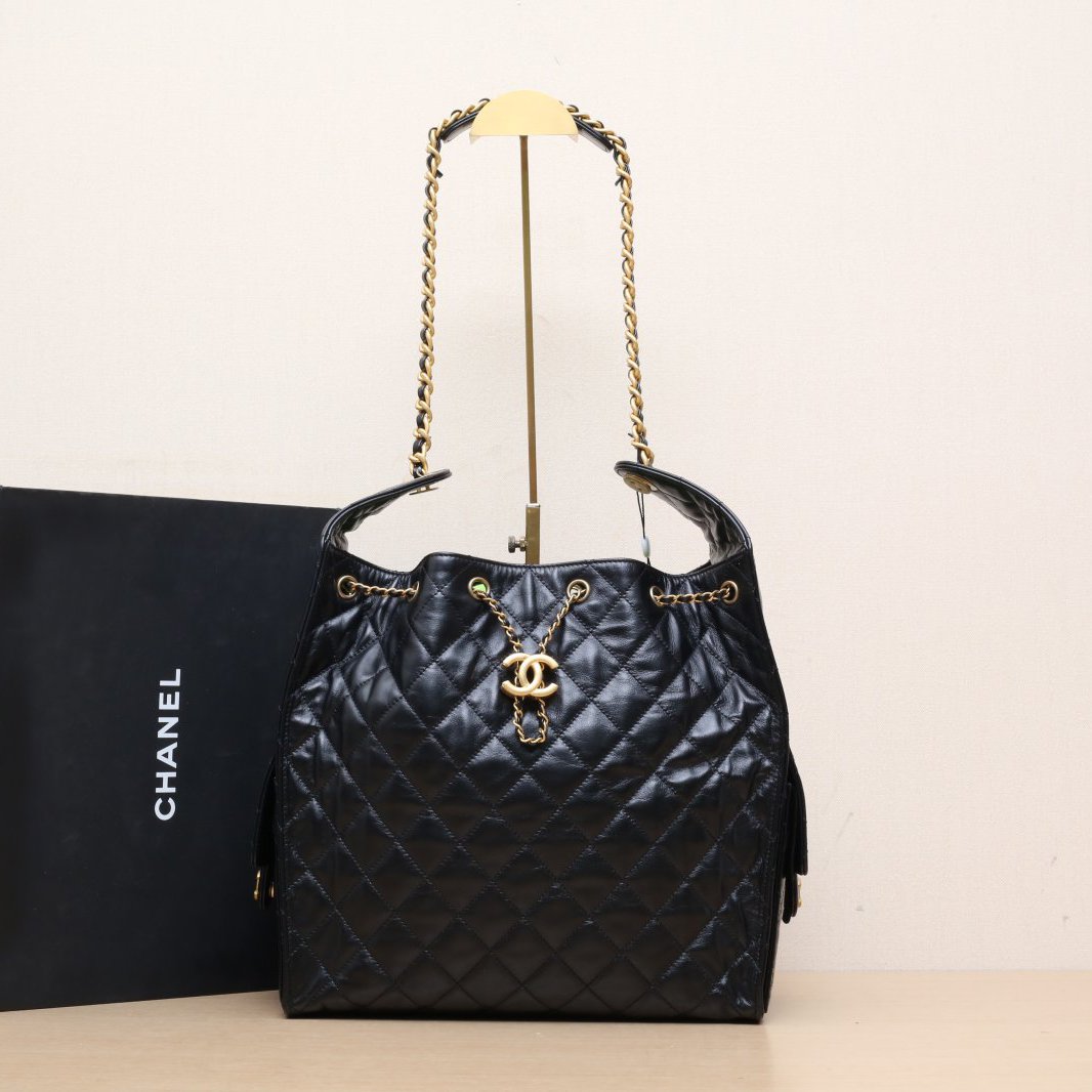 99新 Chanel/香奈儿 【黑黑】25BAG 腋下单肩包 中号 芯片开 金扣